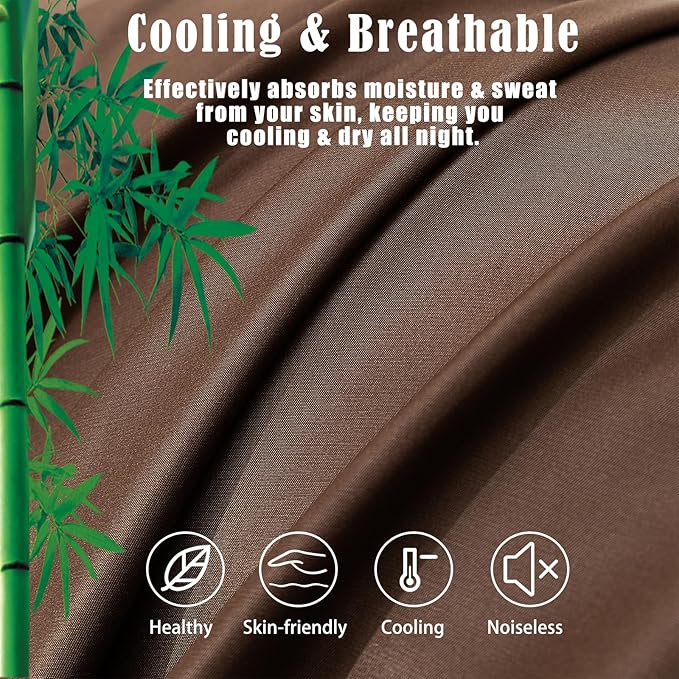 TELUS Pillow Cases Queen Size 2 Pack, Bamboo Rayon Pillowcase with Envelope Closure, Cooling Breathable Pillow Cover for Hot Sleeper & Night Sweats, 20x30 inch, Chocolate Brown