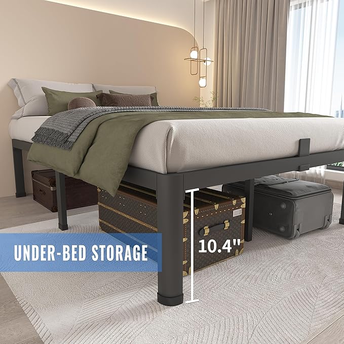 MAF 12 Inch Twin Metal Platform Bed Frame with Round Corner Legs, Mattress Slide Stopper, 3000 LBS Heavy Duty Steel Slats Support, No Box Spring Needed, Noise Free