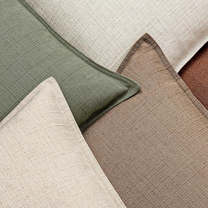 MIULEE Pack of 2 Thick Textured Lumbar Throw Pillow Covers, Natural Linen Decorative Pillow Covers 12x20, Neutral Cushion Cases for Couch Sofa Bed Living Room Modern Farmhouse Home Decor, No Filling