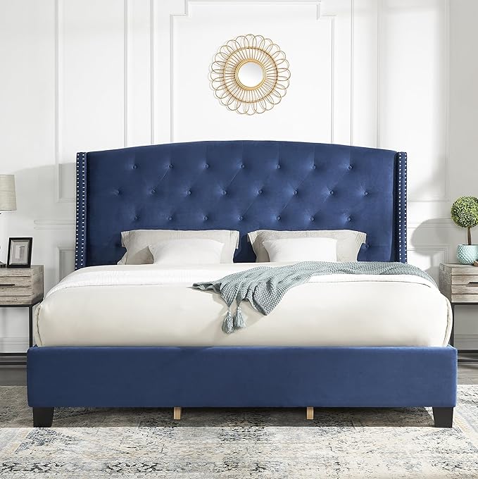 Roundhill Furniture Summit Platform, King, Blue