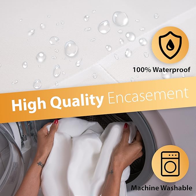 Waterproof Mattress Protector Twin Size - 6-Sided Zippered Mattress Encasement, Breathable Fabric Cover, Machine Washable, Fits Twin Mattress 39 x 75 Inches, Up to 16" Deep
