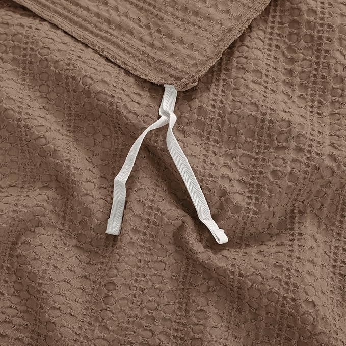 Dreamology Waffle Duvet Cover Twin Size,Twin Duvet Cover Set,100% Cotton Waffle Weave Duvet Covers with Zipper Closure, Soft Luxury Textured & Breathable Bedding Duvet Cover,2 Pieces (Brown)