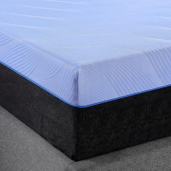 Bridgevine Home 12 inch Refresh Split Flex Memory Foam Hybrid Mattress and Adjustable Base Bundle, Queen Size