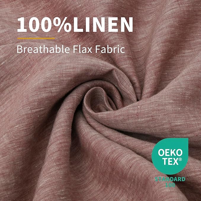 CHUFFED Linen Pillow Cases 2 Pack 100% Linen Standard Pillowcases, Breathable and Cooling Washed Pillow Shams with Zipper Closure, 20x26 Inches,Smokey Pink