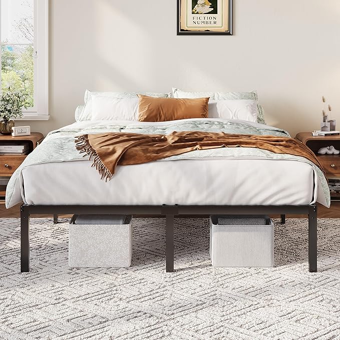 Allewie Full Size Bed Frame, 12 Inch Metal Platform Beds with Storage Space, No Box Spring Required and Easy Assembly, Black