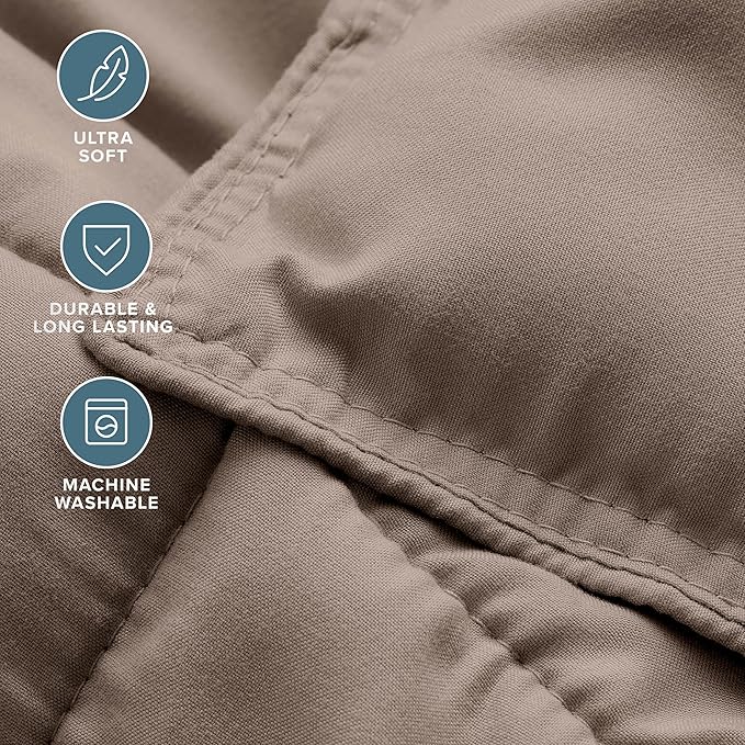 Bare Home Comforter Set - Full Size - Ultra-Soft - Goose Down Alternative - Premium 1800 Series - All Season Warmth (Full, Taupe)