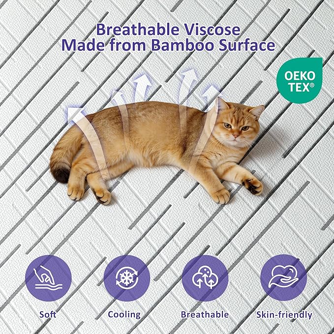 3 Inch Gel Memory Foam Mattress Topper King Size with Removable & Washable Viscose Made from Bamboo Cooling Breathable Cover, Soft Bed Topper for Back Pain, CertiPUR-US Certified