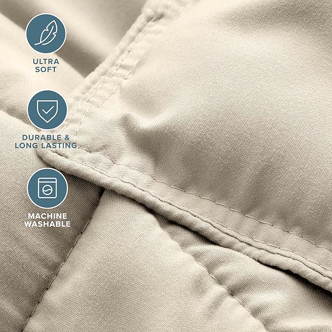 Bare Home Comforter Set - Queen Size - Ultra-Soft - Goose Down Alternative - Premium 1800 Series - All Season Warmth (Queen, Sand)