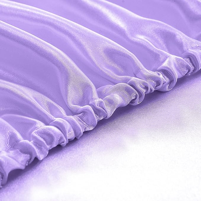 Homiest 4pcs Satin Sheets Set Luxury Silky Satin Bedding Set with Deep Pocket, 1 Fitted Sheet + 1 Flat Sheet + 2 Pillowcases (Full Size, Lavender)