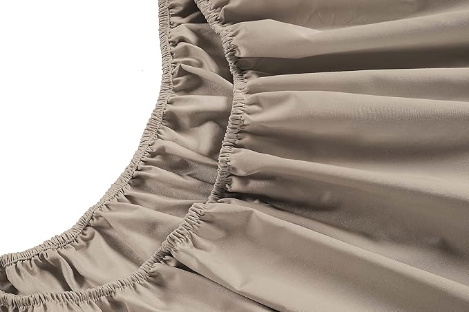 LANE LINEN California King Sheets Set - 450 Thread Count Premium Sateen Weave - Extra Soft & Comfy Cotton Sheets Withelasticisedfitted Sheet for Snug Fit to Mattress - Oeko Tex Certified - Taupe