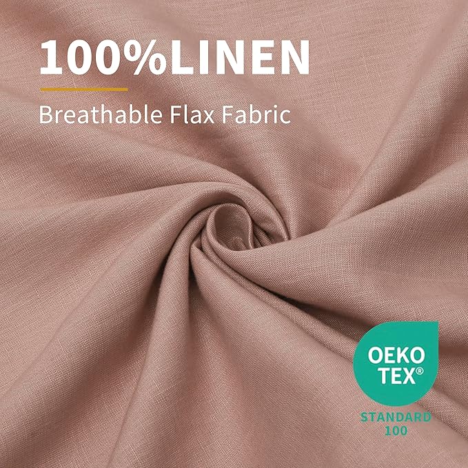 CHUFFED Linen Pillowcases 2 Pack 100% Linen Standard Pillow Cases, Breathable and Cooling Washed Pillowshams with Zipper Closure, 20x36 Inches,Pink