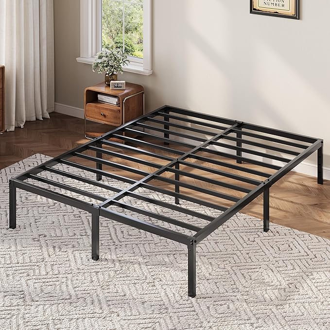Allewie Queen Bed Frame, 12 Inch Metal Platform Beds with Storage Space, No Box Spring Required and Easy Assembly, Black