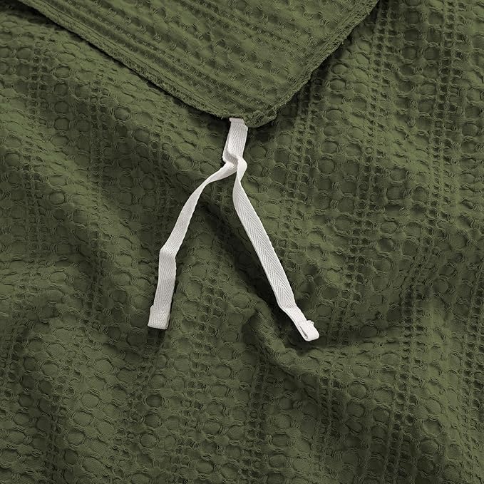 Dreamology Waffle Duvet Cover, King Duvet Covers,100% Cotton Waffle Weave Duvet Covers with Zipper Closure, Soft,Breathable & Luxury Textured Duvet Cover Set,Bedding Set 3 Pieces (Green)