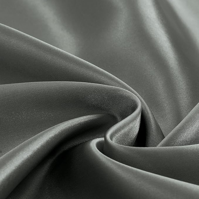 Homiest 4pcs Satin Sheets Set Luxury Silky Satin Bedding Set with Deep Pocket, 1 Fitted Sheet + 1 Flat Sheet + 2 Pillowcases (Queen Size, Dark Grey)