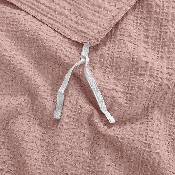 Dreamology Twin Waffle Weave Duvet Cover,Bedding Duvet Cover Set,100% Cotton Waffle Duvet Covers with Zipper Closure, Soft Textured & Breathable Duvet Cover,2 Pieces Duvet Cover Set (Dusty Pink)