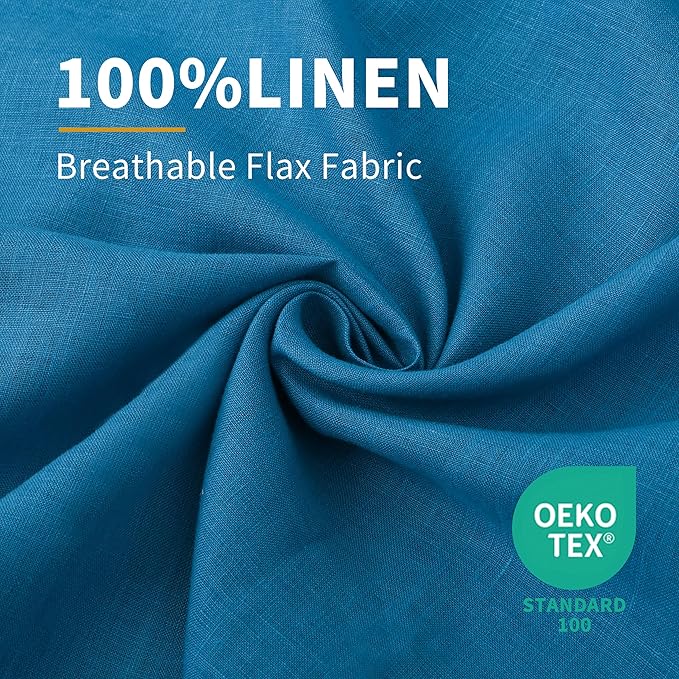 CHUFFED Linen Pillowcases 2 Pack 100% Linen Standard Pillow Cases, Breathable and Cooling Washed Pillowshams with Zipper Closure, 20x30 Inches,Blue
