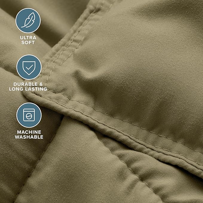 Bare Home Comforter Set - King/California King Size - Ultra-Soft - Goose Down Alternative - Premium 1800 Series - All Season Warmth (King/Cal King, Olive)