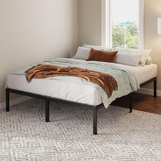 Allewie Queen Bed Frame, 12 Inch Metal Platform Beds with Storage Space, No Box Spring Required and Easy Assembly, Black