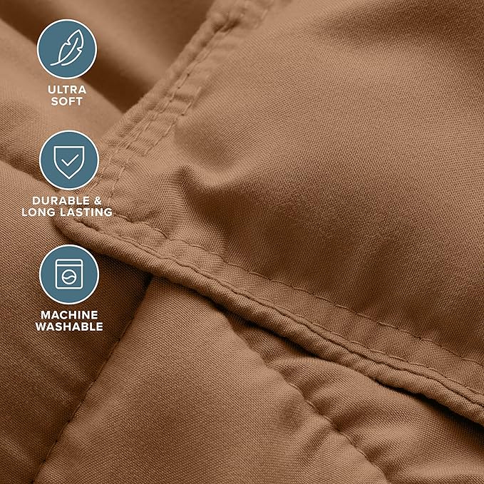 Bare Home Comforter Set - Cal King Size - Ultra-Soft - Goose Down Alternative - Premium 1800 Series - All Season Warmth (Cal King, Caramel)