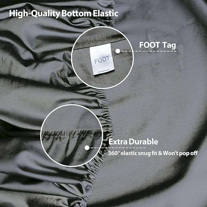 2-Pack Pure Cotton Twin XL Fitted Sheet for Adjustable Bed Split King, 600 TC 16" Deep Pocket Egyptian Cotton Fitted Sheet (2pcs, Twin XL, Dark Grey)